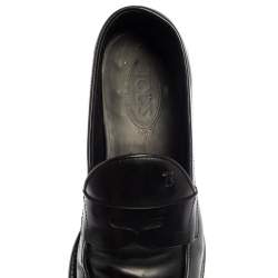 Pre Owned Tod's Black Leather Penny Slip On Loafers Size 43