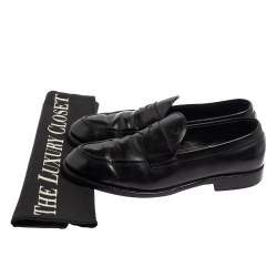 Pre Owned Tod's Black Leather Penny Slip On Loafers Size 43