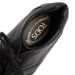 Pre Owned Tod's Black Leather Low Top Sneakers Size 42