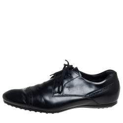 Pre Owned Tod's Black Leather Lace Up Oxford Size 41.5