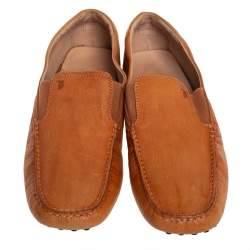 Tods Light Brown Leather Slip On Loafers Size 44.5