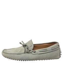 Pre Owned Tod's Grey Nubuck Slip On Loafers Size 42 