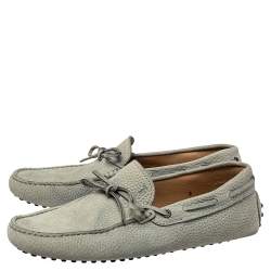 Pre Owned Tod's Grey Nubuck Slip On Loafers Size 42 
