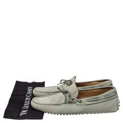 Pre Owned Tod's Grey Nubuck Slip On Loafers Size 42 