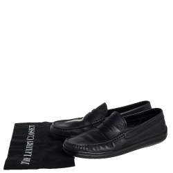 Pre Owned Tod's Black Leather Penny Slip on Loafers Size 42