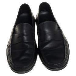 Pre Owned Tod's Black Leather Penny Slip on Loafers Size 42