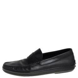 Pre Owned Tod's Black Leather Penny Slip on Loafers Size 42
