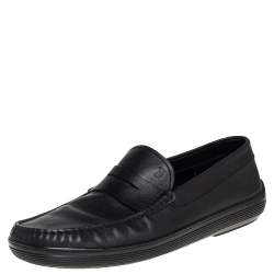 Pre Owned Tod's Black Leather Penny Slip on Loafers Size 42
