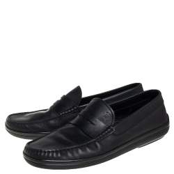 Pre Owned Tod's Black Leather Penny Slip on Loafers Size 42