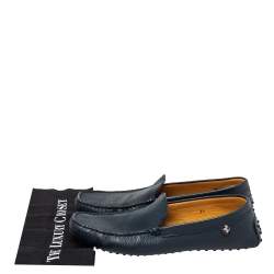 مملوكة مسبقًا حذاء لوفرز تودز سليب أون جلد أزرق مقاس 45.5 