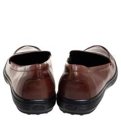Pre Owned Tod's Brown Leather Slip On Loafers Size 47