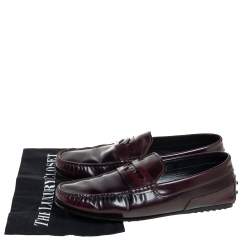 Tods Burgundy Leather Slip On Loafers Size 41