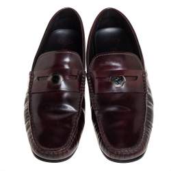 Tods Burgundy Leather Slip On Loafers Size 41