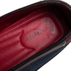 Pre Owned حذاء لوفرز تودز باي فيراري سليب أون جلد وسويدي أزرق / بني مقاس 43