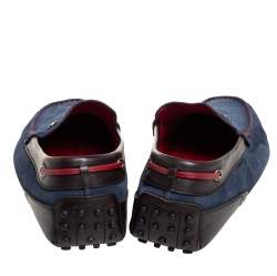 Pre Owned حذاء لوفرز تودز باي فيراري سليب أون جلد وسويدي أزرق / بني مقاس 43