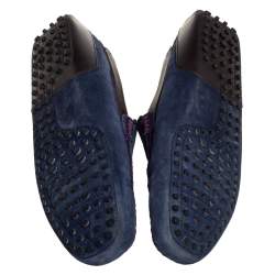 Pre Owned حذاء لوفرز تودز باي فيراري سليب أون جلد وسويدي أزرق / بني مقاس 43