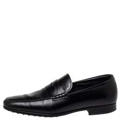Pre Owned Tod's Black Leather Penny Loafers Size 39.5