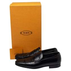Pre Owned Tod's Black Leather Penny Loafers Size 39.5