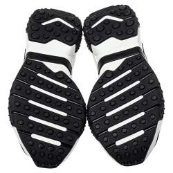 Pre Owned حذاء رياضي تودز شبك وجلد أبيض/أسود مقاس رباط علوي 44.5 