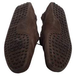 Pre Owned  Tod's Brown Suede Bow Slip On Loafers Size 45