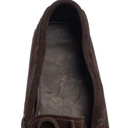 Pre Owned  Tod's Brown Suede Bow Slip On Loafers Size 45