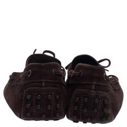 Pre Owned  Tod's Brown Suede Bow Slip On Loafers Size 45