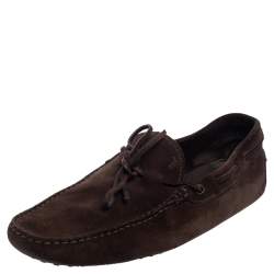 Pre Owned  Tod's Brown Suede Bow Slip On Loafers Size 45