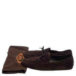Pre Owned  Tod's Brown Suede Bow Slip On Loafers Size 45