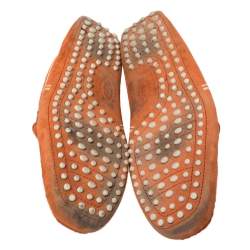 Pre Owned حذاء لوفرز تودز فور فيراري جلد أبيض وسويدي برتقالي مقاس 43