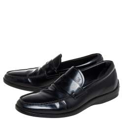 Pre Owned Tod's Black Leather Penny Slip On Loafers Size 41