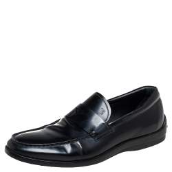 Pre Owned Tod's Black Leather Penny Slip On Loafers Size 41