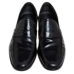 Pre Owned Tod's Black Leather Penny Slip On Loafers Size 41