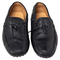 Tod's Black Leather Bow Slip On Loafers Size 41.5