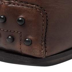 Pre Owned Tod's Brown Leather Penny Slip On Loafers Size 44.5