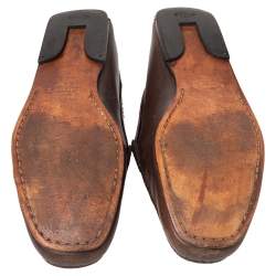 Pre Owned Tod's Brown Leather Penny Slip On Loafers Size 44.5