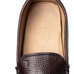 Tods Brown Leather Slip on Loafers Size 42