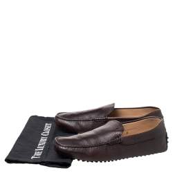 Tods Brown Leather Slip on Loafers Size 42