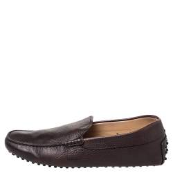 Tods Brown Leather Slip on Loafers Size 42