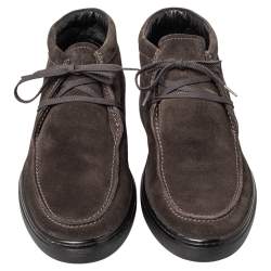 Pre Owned Tod's Brown Suede Lace Up Boots Size 42.5