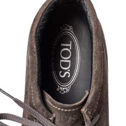 Pre Owned Tod's Brown Suede Lace Up Boots Size 42.5