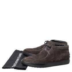 Pre Owned Tod's Brown Suede Lace Up Boots Size 42.5