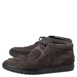 Pre Owned Tod's Brown Suede Lace Up Boots Size 42.5