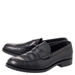 Tod's Black Leather Penny Slip On Loafers Size 45