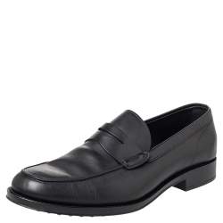 Tod's Black Leather Penny Slip On Loafers Size 45