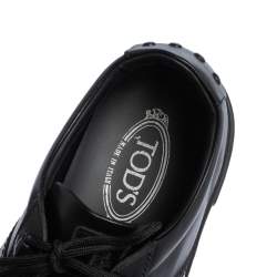 Pre Owned حذاء رياضي تودز جلد أسود منخفض من أعلى مقاس 44.5