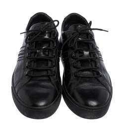 Pre Owned حذاء رياضي تودز جلد أسود منخفض من أعلى مقاس 44.5