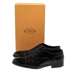 Pre Owned Tod's Black Leather Lace Up Oxfords Size 45