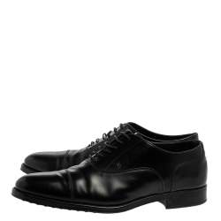 Pre Owned Tod's Black Leather Lace Up Oxfords Size 45