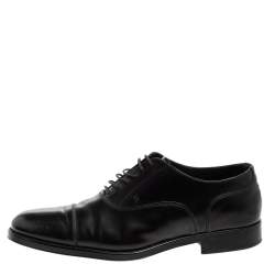Pre Owned Tod's Black Leather Lace Up Oxfords Size 45