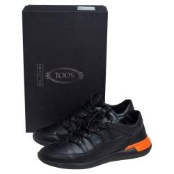 Pre Owned Tod's Black Leather No Code 1 Low Top Sneakers Size 44.5